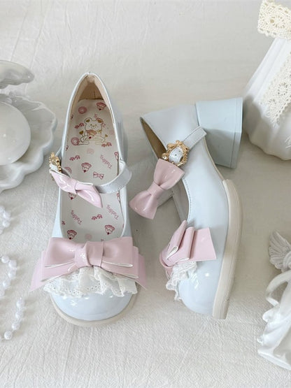 Toe Blue - Edging Elegant Design Lolita Shoes Low-heel/Mid-heel with Lace Round