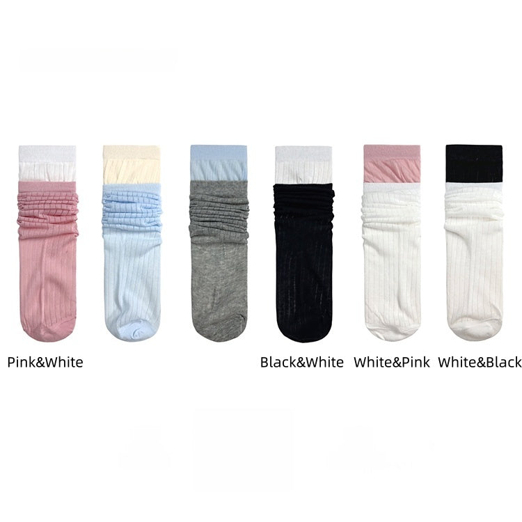 Design Striped Fake Two-Piece Colors Socks 6 Calf Vertical Pattern