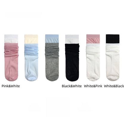 Design Striped Fake Two-Piece Colors Socks 6 Calf Vertical Pattern