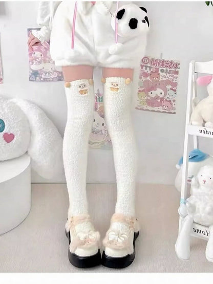 White Thigh-High Stockings Lamb