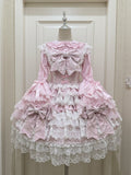 Decoration Tiered Lolita Chain Skirt Hanayome Bead Bows Big Pink Dress