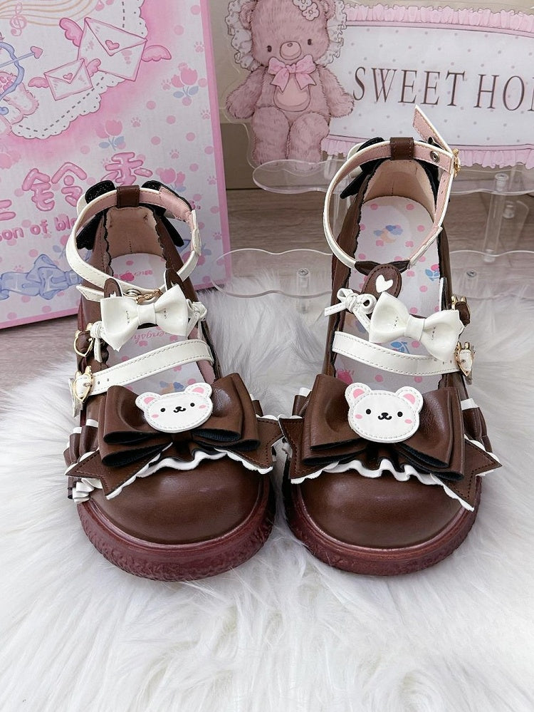 Bear Janes Brown 3cm Flat Lolita Mary Design - with Sweet