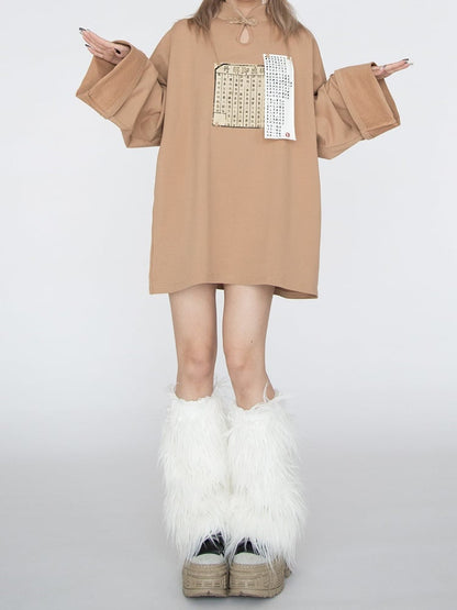 Camel Collar with Cheongsam Dress Mandarin Hoodie