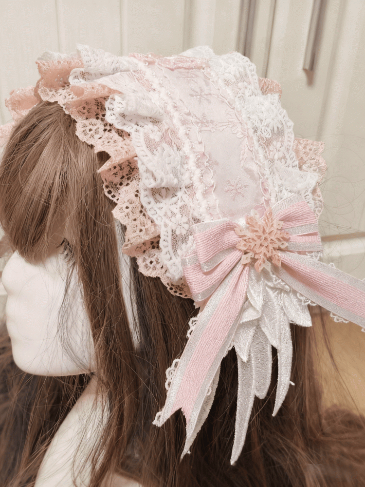 Lolita Snowflake Embroidery Lace Pink/Blue Hairband