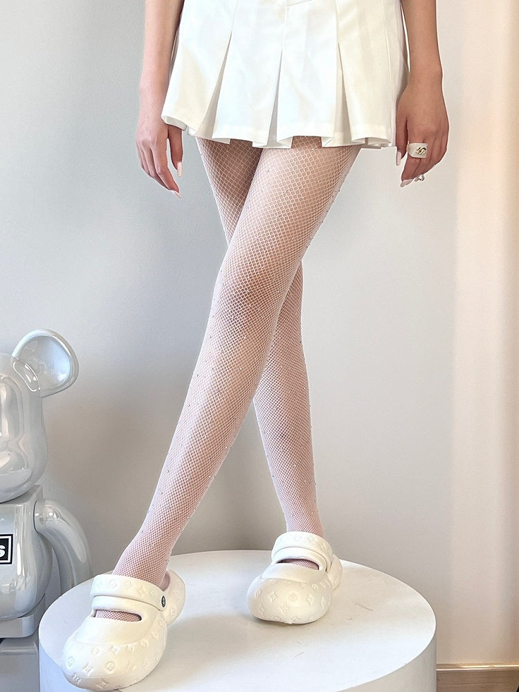 11 Color Options Rhinestone Decorated Fishnet Tights