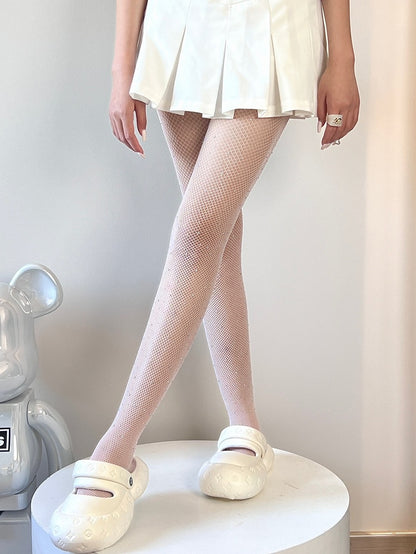 11 Color Options Rhinestone Decorated Fishnet Tights