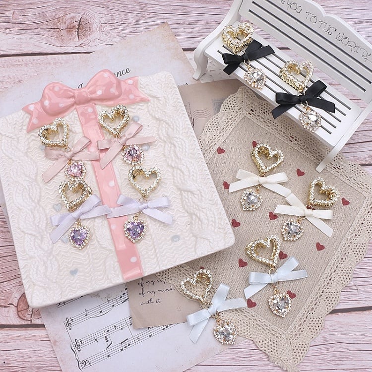 Options 5 Kei Bowknot Color Rhinestone Jirai Heart Hairclip
