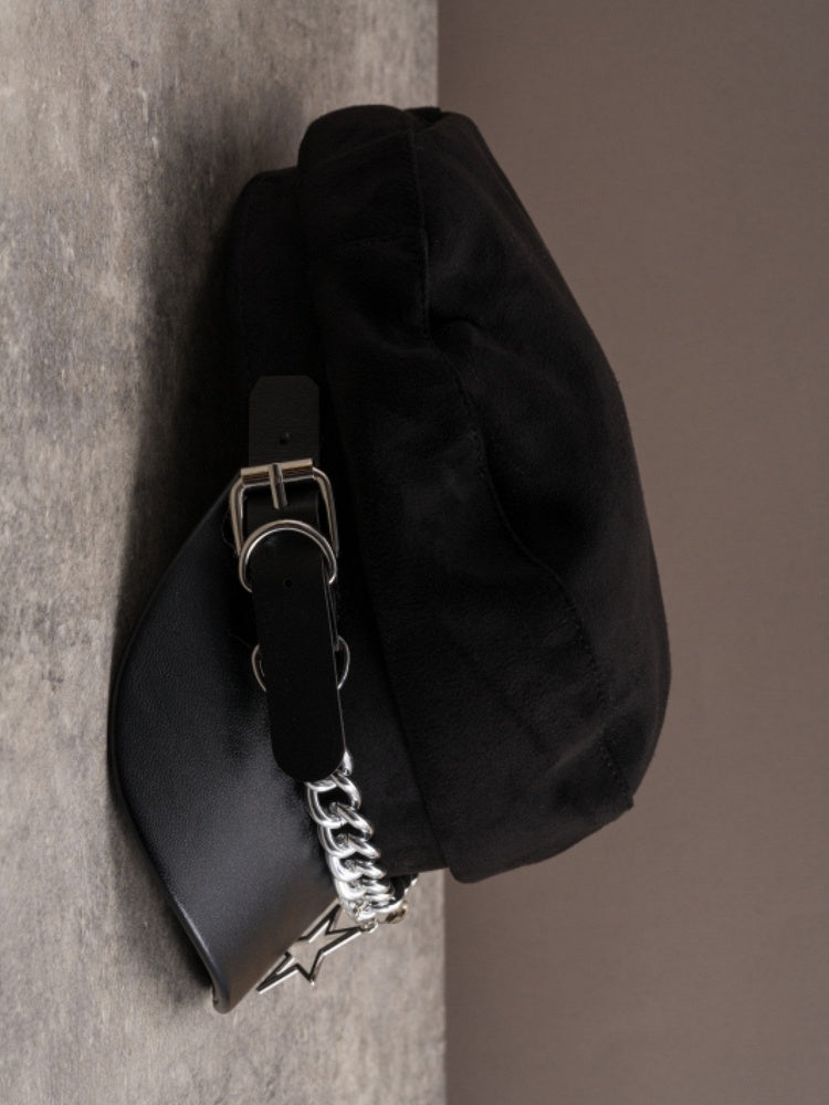 Hat Star Heart Charm With Black Design Buckle Gothic Beret Chain