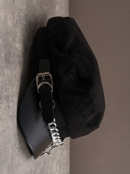 Hat Star Heart Charm With Black Design Buckle Gothic Beret Chain