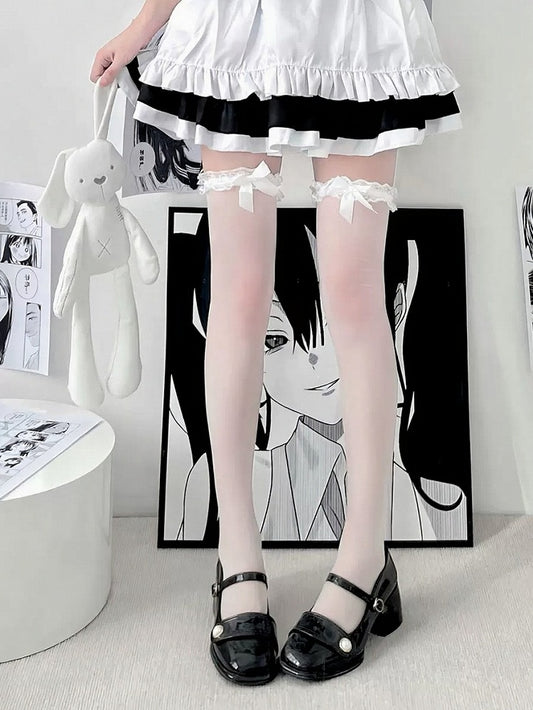 Stockings Bow 2 High Thigh Lace - Colors