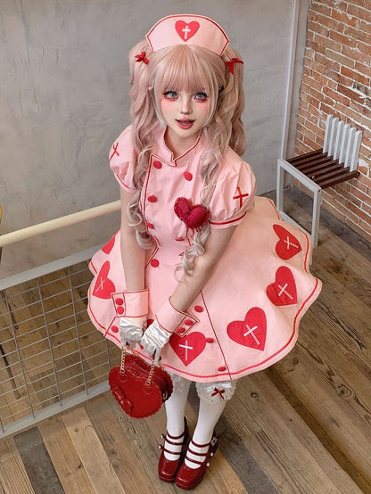 / 白、青、ピンク、ナース、黒の帽子