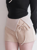Beige Kei Waist-Cincher Design Jirai Tie Shorts