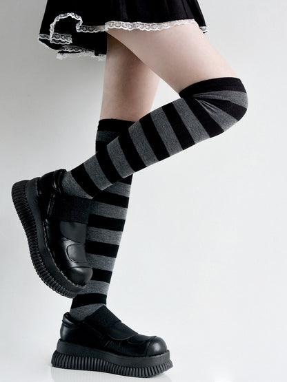 5 Colors Striped Pattern Over Knee Stockings