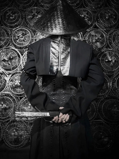 Coat Two-Piece Snakeskin-grain Unisex False Long Style - Gtohic Design Black
