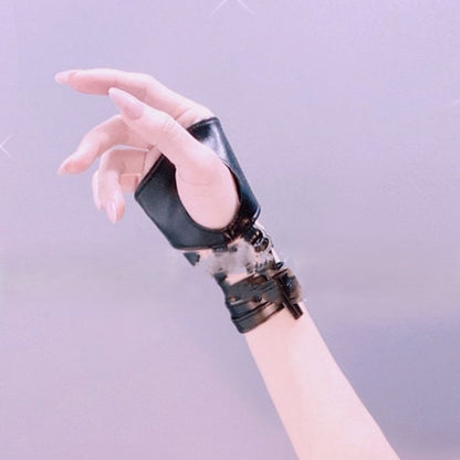 Straps Half Gloves Palm Black With