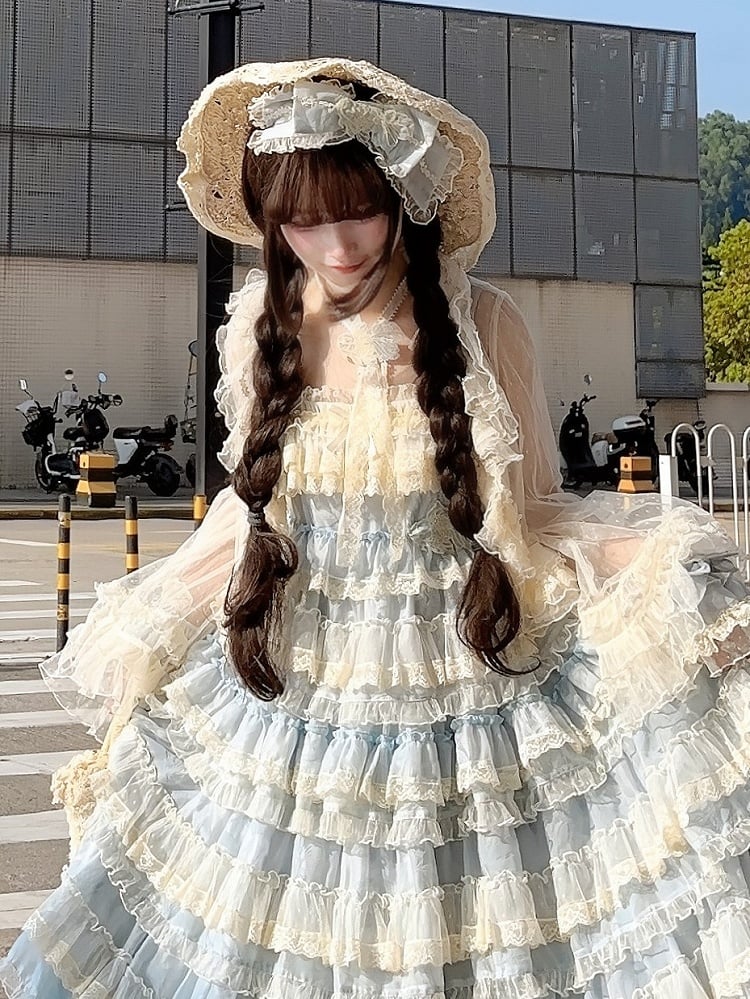 Embroidery Lace Goldfish Pink/Blue/Green Lolita with Sweet Choker