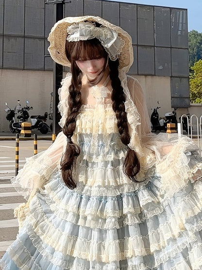 Embroidery Lace Goldfish Pink/Blue/Green Lolita with Sweet Choker