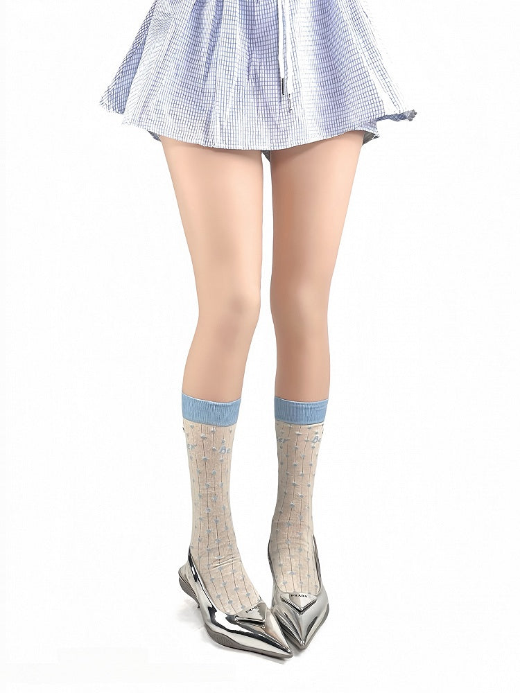 Bowknot Cotton Pattern 4 Socks Decorated Colors Polka-dot