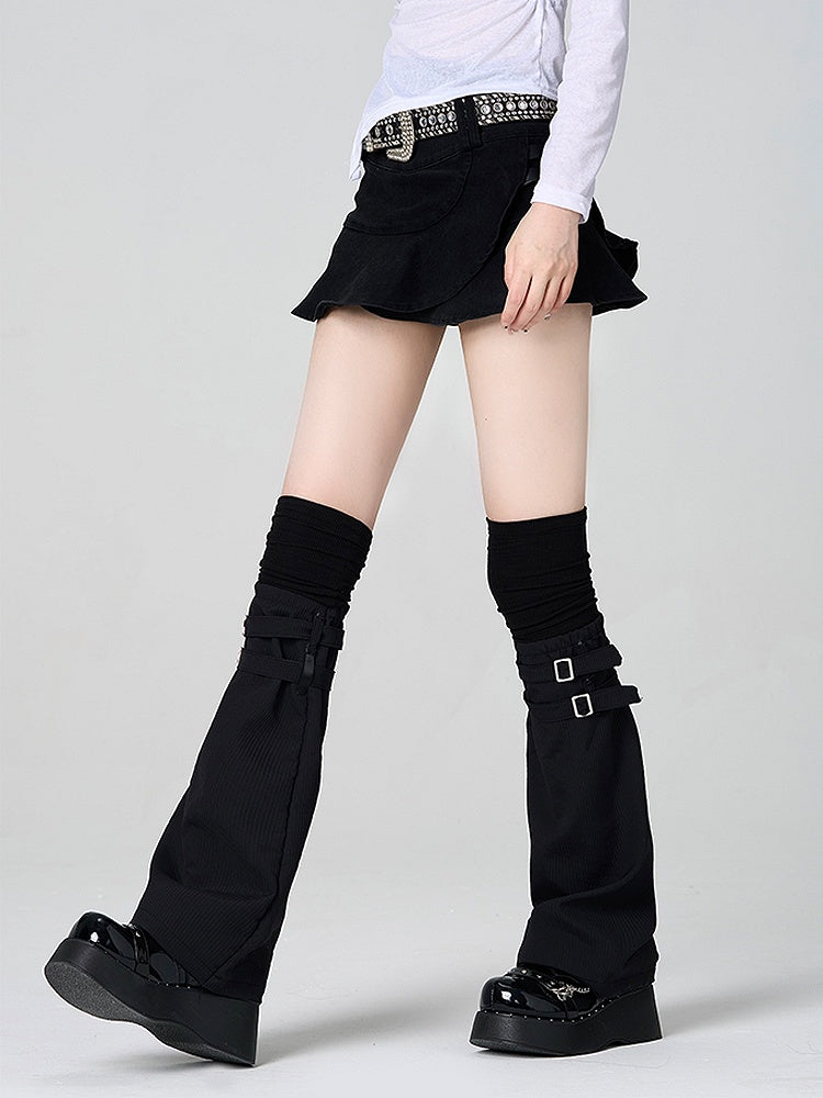 Overknee Leg Punk Warmers Black/White