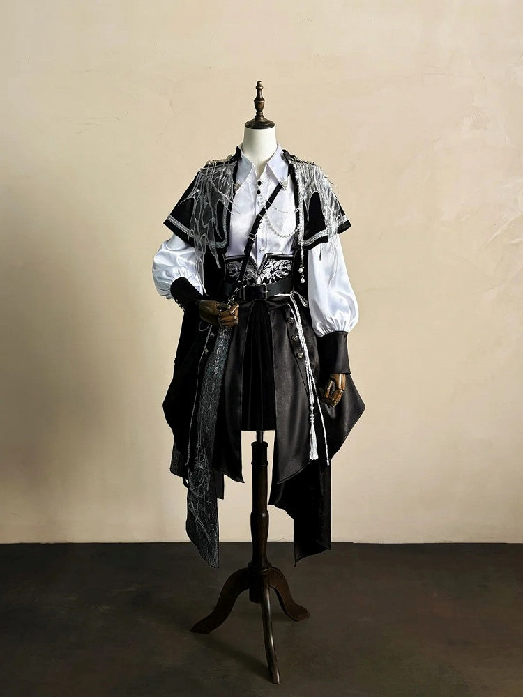Black & Silver Chinoiserie Lolita Full Set with Cape - YING YUE