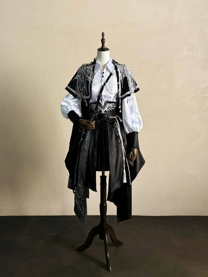 Black & Silver Chinoiserie Lolita Full Set with Cape - YING YUE
