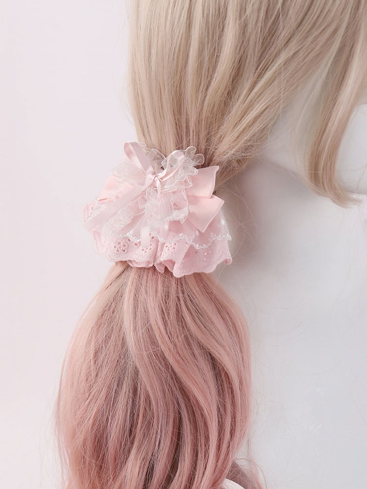 Bowknot Blue/Pink Hairclip Lolita Lace