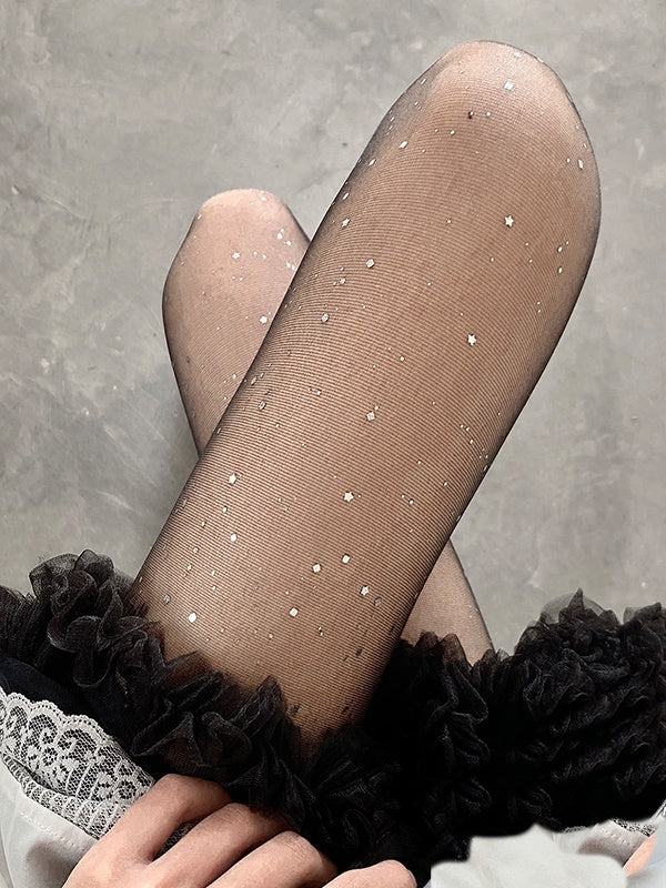 Sparkling Sheer White/Black/Nude Sequin Tights