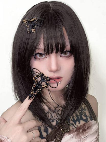 Braune Leopard Punk Sternförmige Haarspange