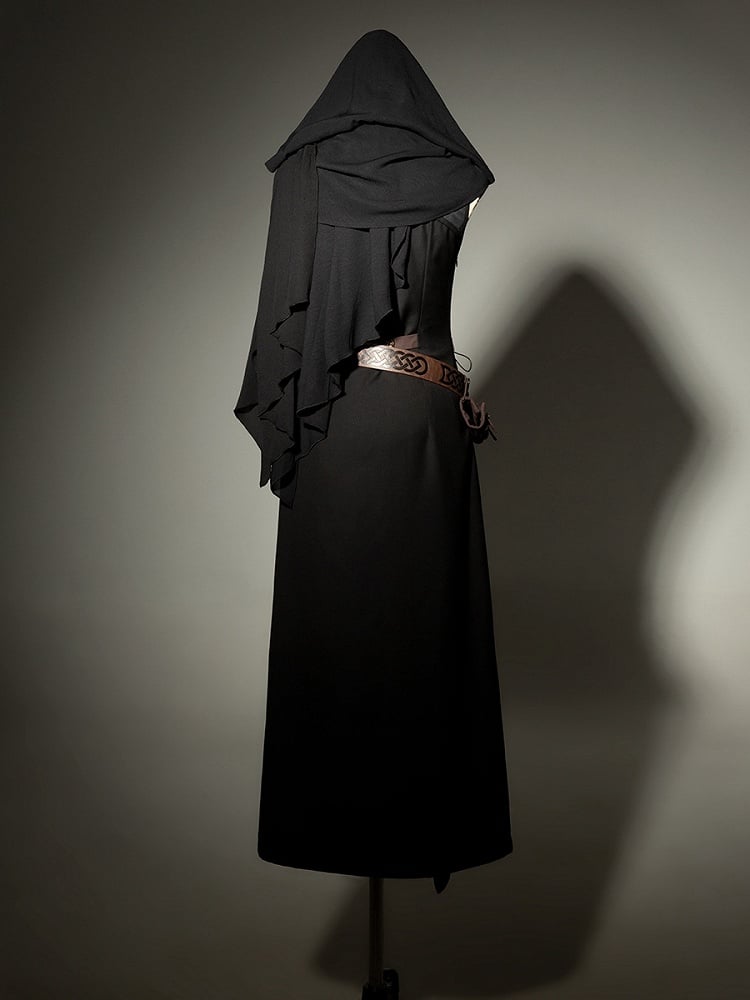 Kapuze Ärmellos Ärmel Schwarz Schlitz Schal Gürtel Shorts Kleid und + Oberschenkel-high Grau