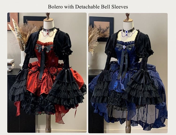 Detachable with Bolero Velvet Sleeves Black Bell