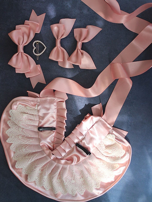 Beaded Decorated Bowknot Details Lace Trim Bonnet