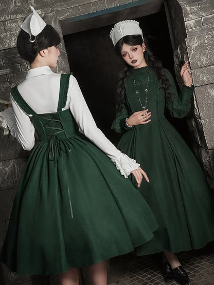 Dress Tentacles Lolita Gothic with Dark Green Detachable