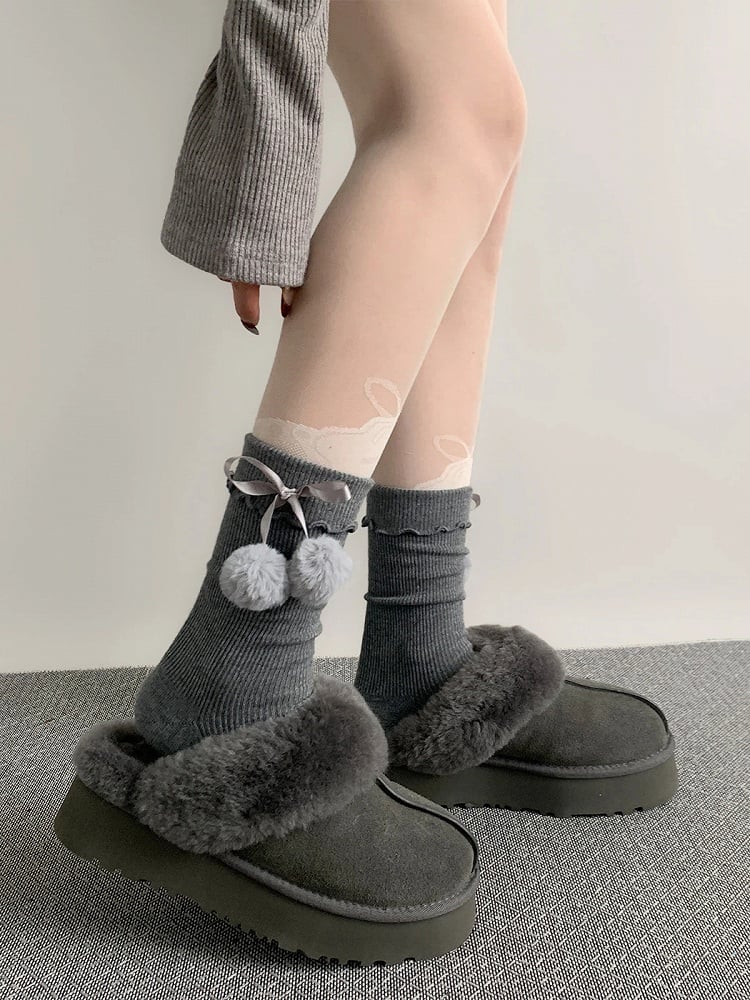 Socks Ankle Bow Pom-Pom Colors) (3