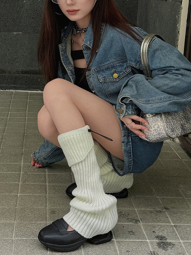 8 Options Drawstring Knitted Leg Warmers
