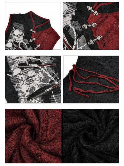 Black Chinese Style Banded Collar Sleeveless Top with Zipper Detail