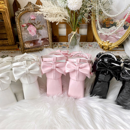Pink Sweet Lolita 8 cm High Block Heel Mary Janes with Bow Accents & Heart Snap