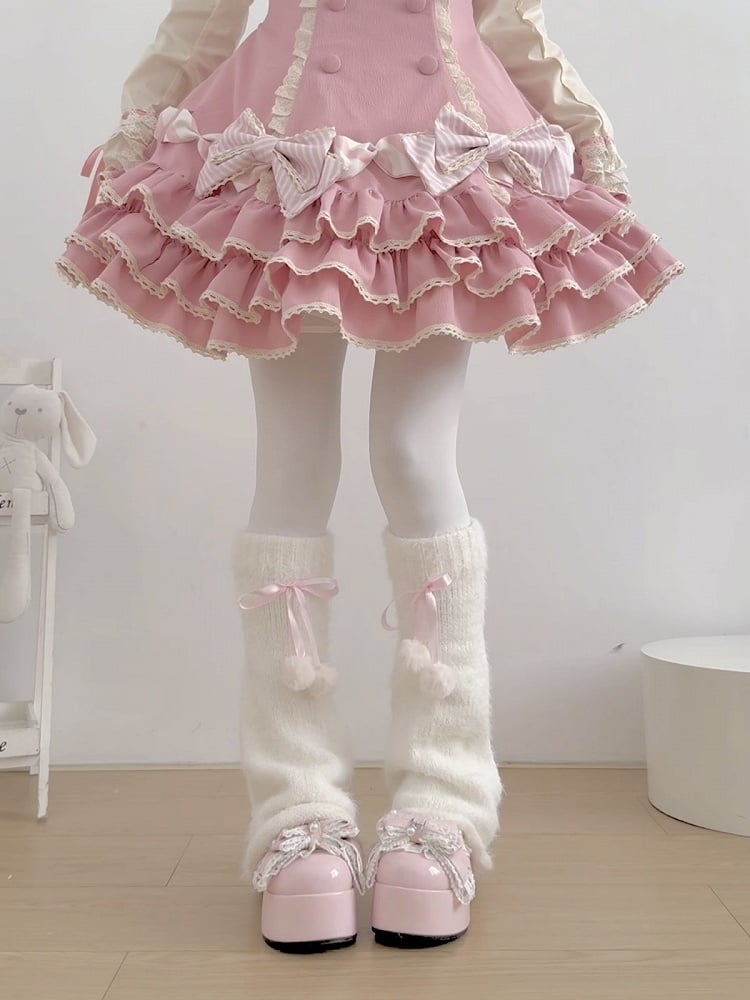 Leg with Plain Ribbon 40cm - Plush Warmers Pink