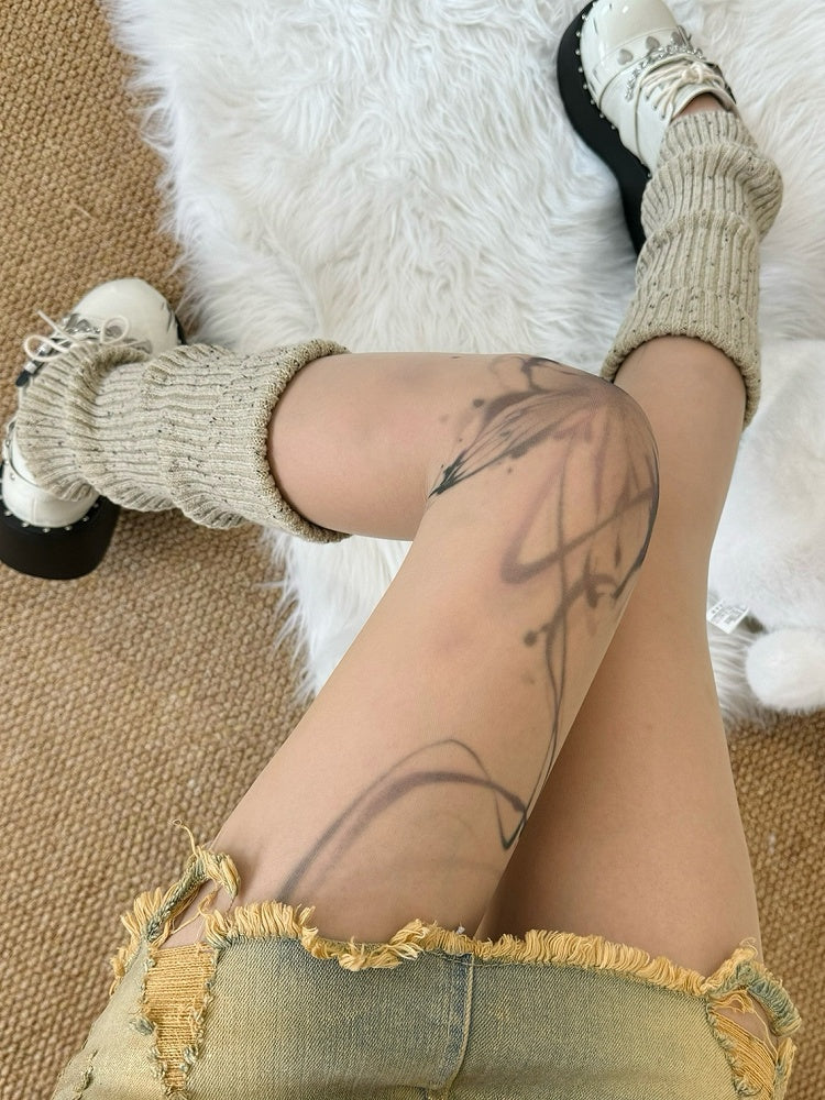 Fashion Gyaru Tights Bowknot/Butterfly Nude Print Options 3