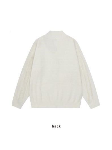 Schal Strickpullover Kunstrot mit - Weiß Ausverkauf Gestreift Zweiteilig