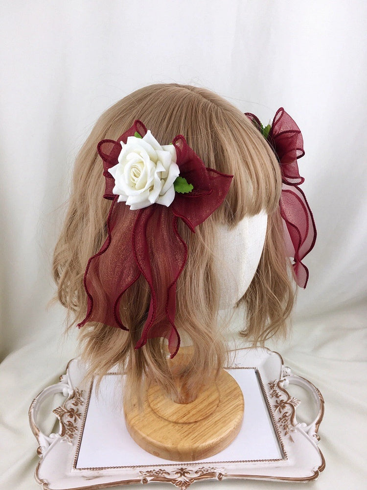 Hair (Set of Rose Bow Clips 2 Sheer