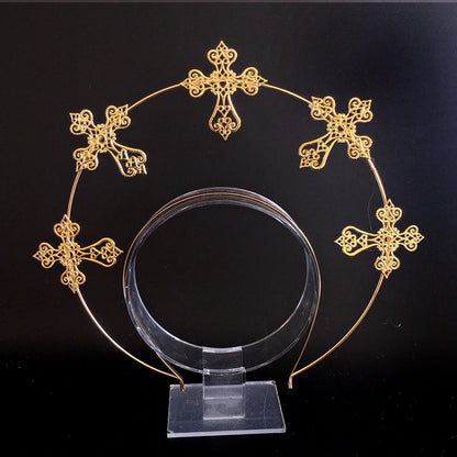 with Cross-Shaped Golden/Silver KC Design Intricate Lolita Filigree