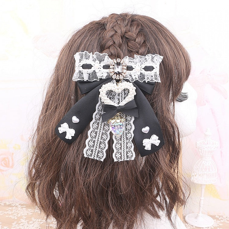 Large 4 Strawberry Options Color Bowknot Kei Charm Hairclip Heart Jirai