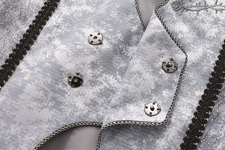 Gray Embroidery Coat Ouji Belts Two Sleeveless with Rosette Lolita