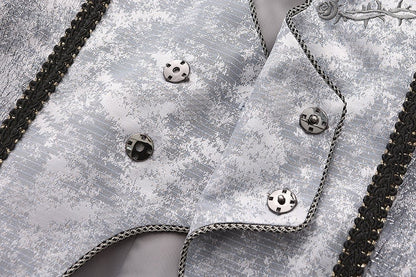 Gray Embroidery Coat Ouji Belts Two Sleeveless with Rosette Lolita