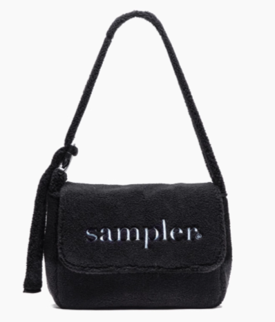 Letter Embroidered Fuzzy Tote Bag- Perfect For Fall And Winter Black Elegant