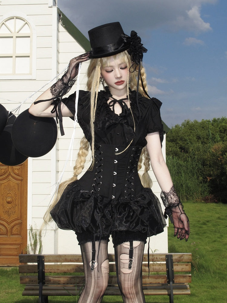 Korsett-Shorts Super Lolita Taille Gothic High Schwarz