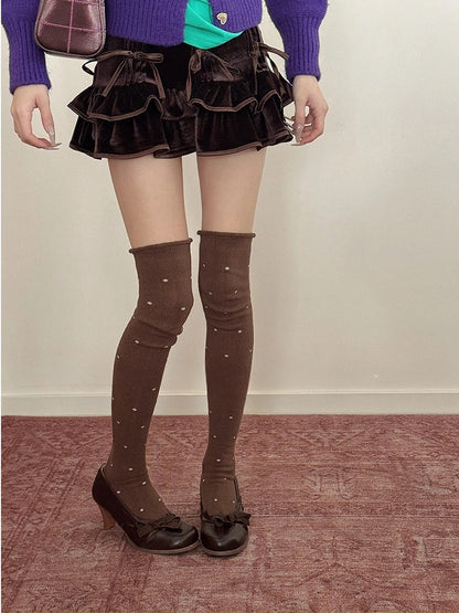 Polka Knit Stockings 5-Color Dot