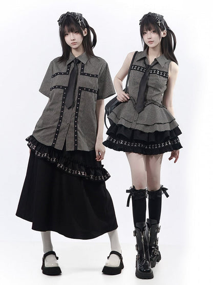 Black Tiered Ruffle Skirt - PINK SAVIOR