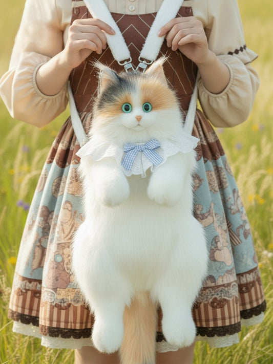Large Plush Size - Cute Bag Realistic Cat Backpack/Crossbody