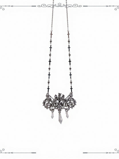 Rose Cemetery Necklace, Belt, and Hairclip Set - iris de nuit